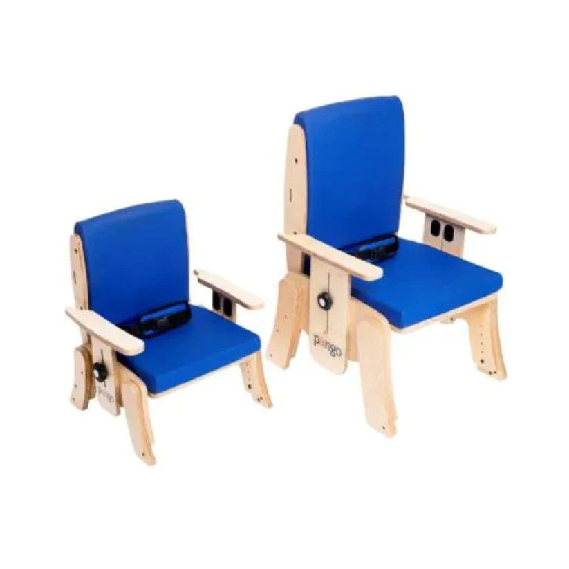 Circle Specialty Pango Activity Classroom Chair in blue with adjustable wooden frame for children