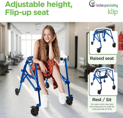 Klip 4-Wheel With Flip-Up Seat posterior Pediatric Walker (KP510-20-30-40) By Circle
