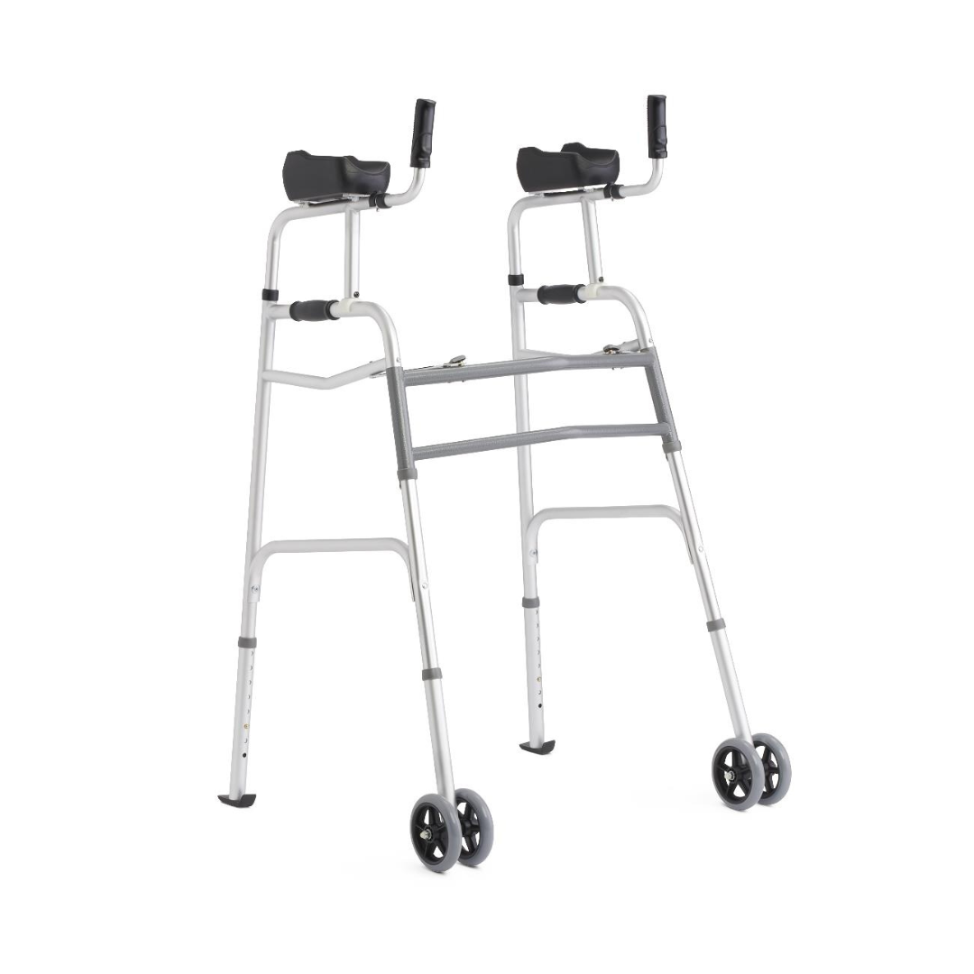 Medline Aluminum Upright Folding Walker with 5" Wheel (MDSUPWALKR) By Medline