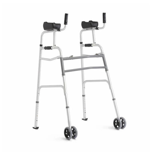 Medline Aluminum Upright Folding Walker with 5" Wheel (MDSUPWALKJR) By Medline